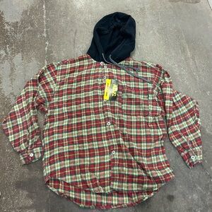 Nwt azur workwear Plaid Hooded Men's Shirt